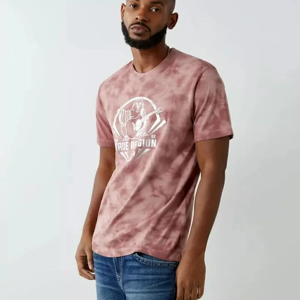 True Religion Jeans T-Shirt Tie Dye Logo Tee Crew Buddha Horseshoe Graphic Men's